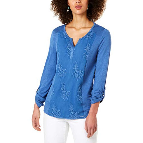 Embroidered Contrast Top